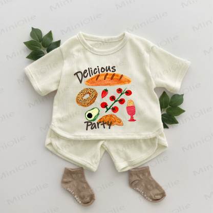 DELICIOUS PARTY Baby Food Print Waffel, 2- Set - Aprikose - 2-3J - image 1