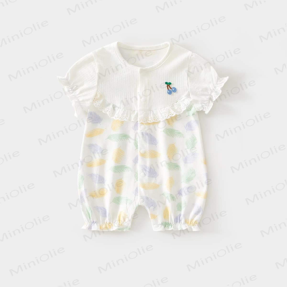 Sommer Strampler mit Blume für Baby - Lila Blätter - 1-2J - image 6
