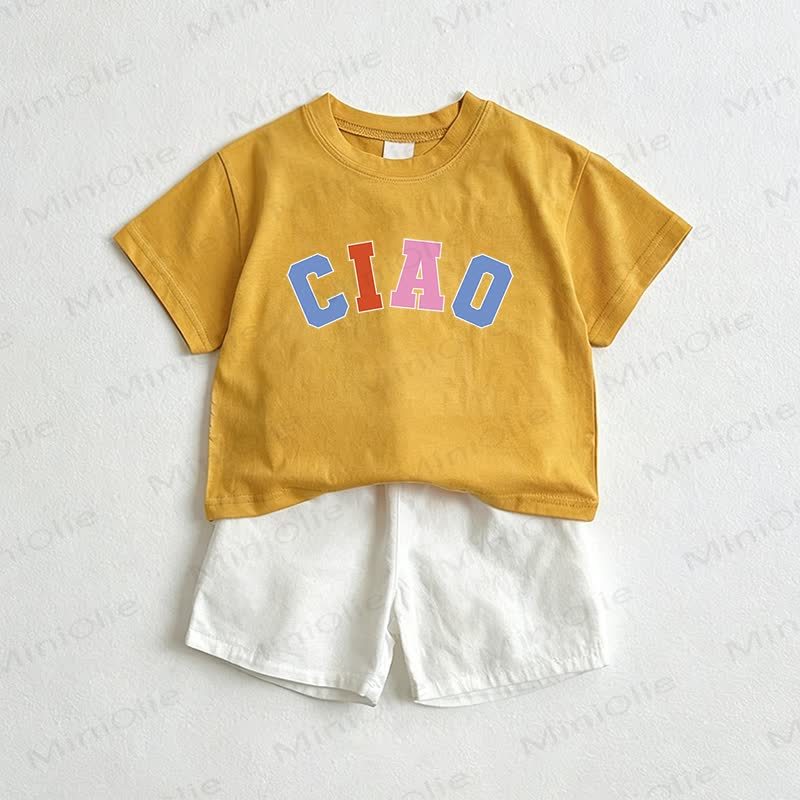 CIAO Baby T-Stück und Shorts 2-teiliges Set - Gelb & Weiß - 3-5J - image 1