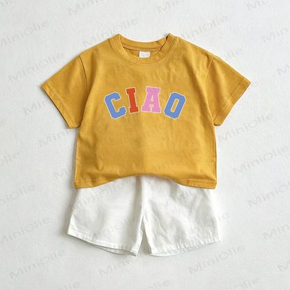 CIAO Baby T-Stück und Shorts 2-teiliges Set - Gelb & Weiß - 3-5J - image 1