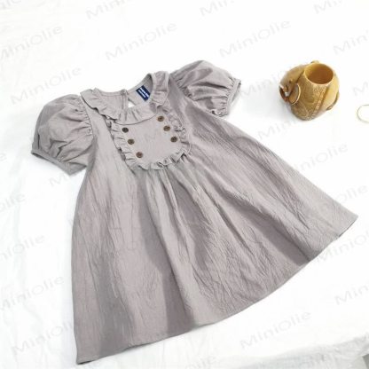 Baby Kleinkind in Einfarbig mit Rüschenkragen - Grau - 4-5J - image 3