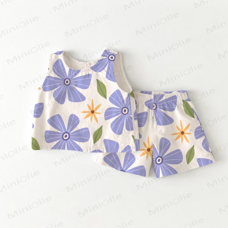 Ärmelloses 2-teiliges Set mit weißem Blume für Baby und Kleinkind - Weiß - 3-4J - image 1