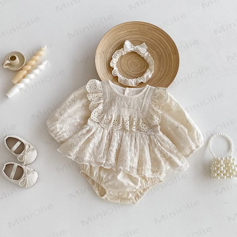 Beige Baby mit Lace und Bodysuit Stirnband - image 9