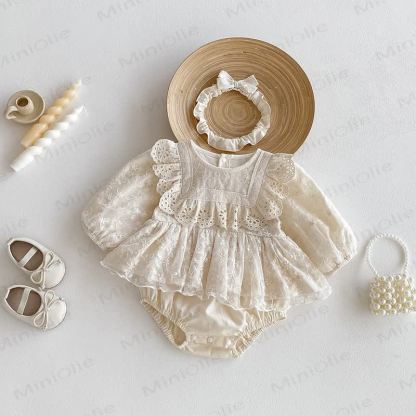 Beige Baby mit Lace und Bodysuit Stirnband - image 9