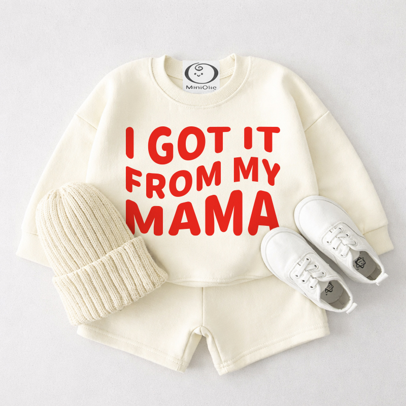 I GOT IT FROM MY MAMA! Baby Set aus cremeweißem Sweatshirt und Shorts , 2-teilig - Cremeweiß - 3-4J - image 1
