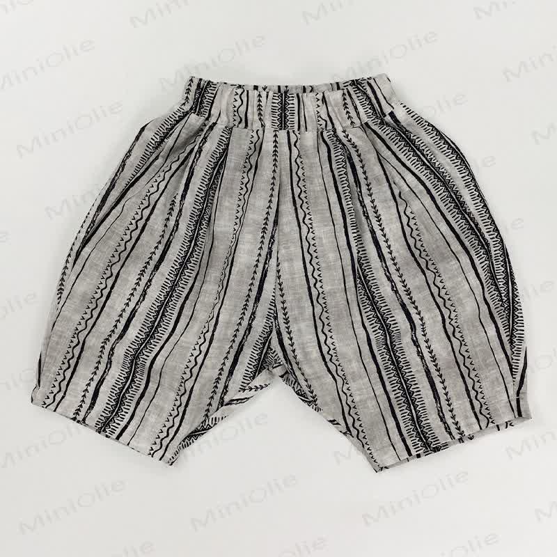 Streifen Baumwoll- T-Stück oder Shorts für Kleinkind - Hellgrau - 6-7J - image 3
