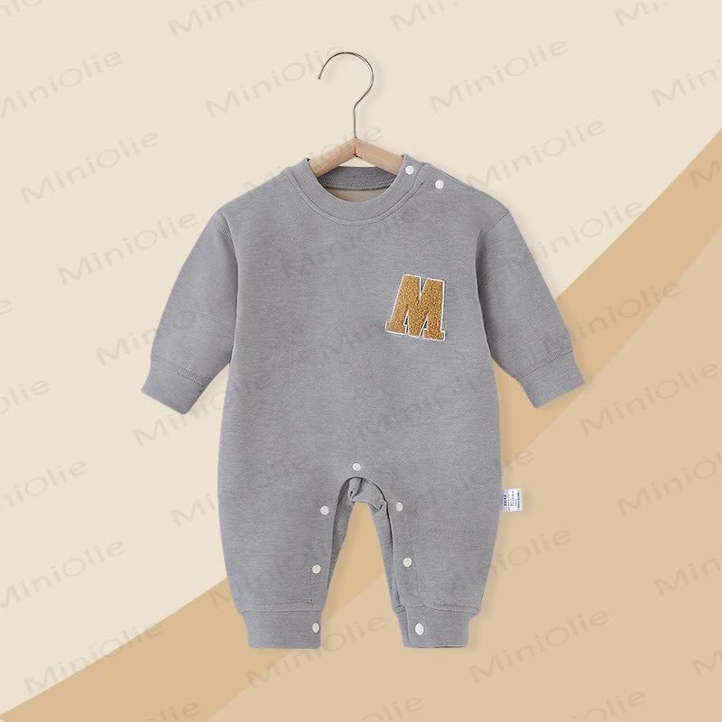 Baby Strampler mit Vlies und Buchstabe M - Grau - 18-24M - image 7