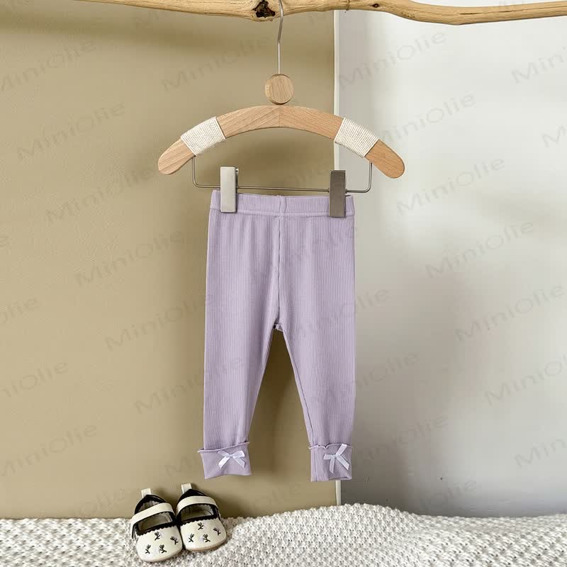 Einfarbig Gamaschen für Baby -Mädchen mit Schleife - Lila - 2-3J - image 11