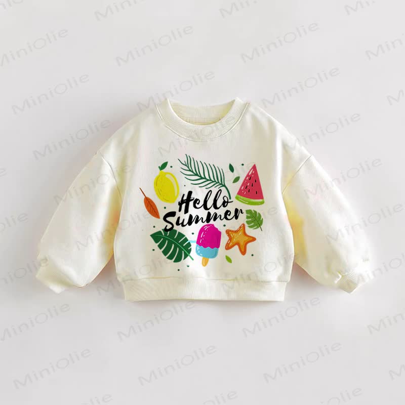 HELLO SUMMER Baby Kleinkind Lebensmittel Print Sweatshirt - Creme - 3-5J - image 1