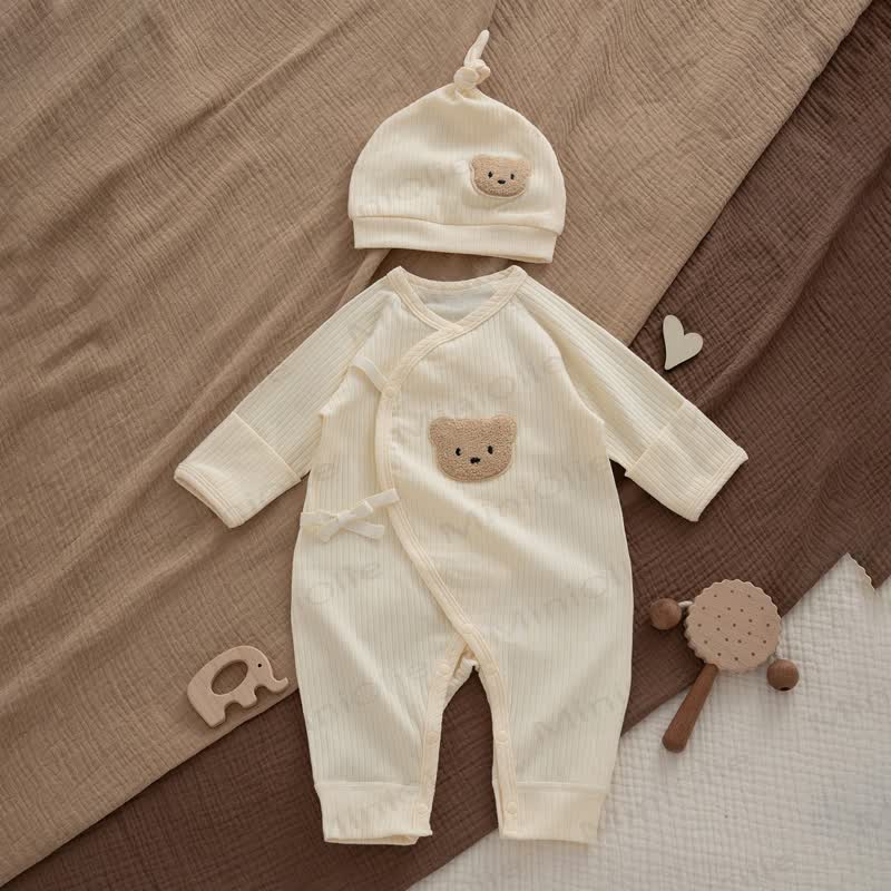 Baby Bär -Patch- Pyjama Strampler - Beige - 6-12M - image 5