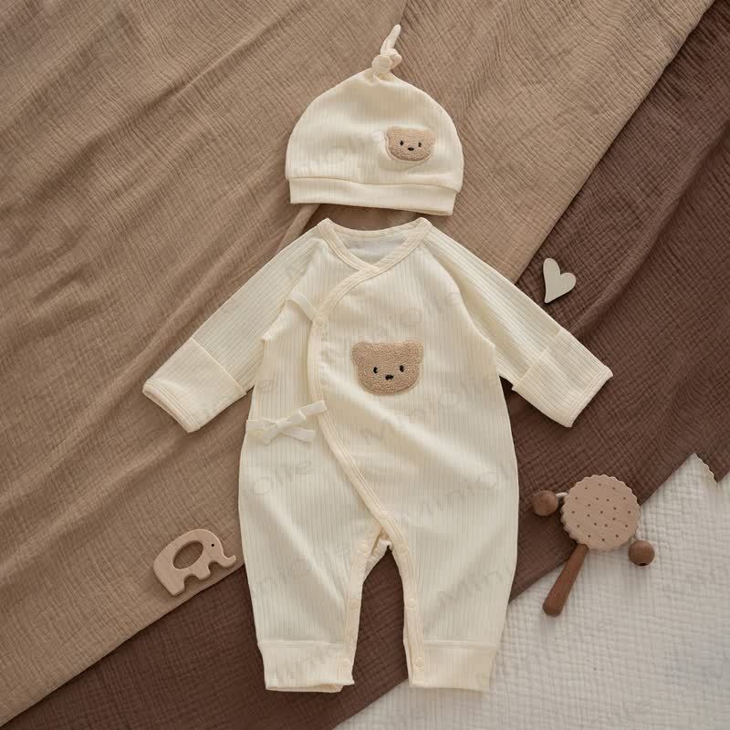 Baby Bär -Patch- Pyjama Strampler - Beige - 6-12M - image 5