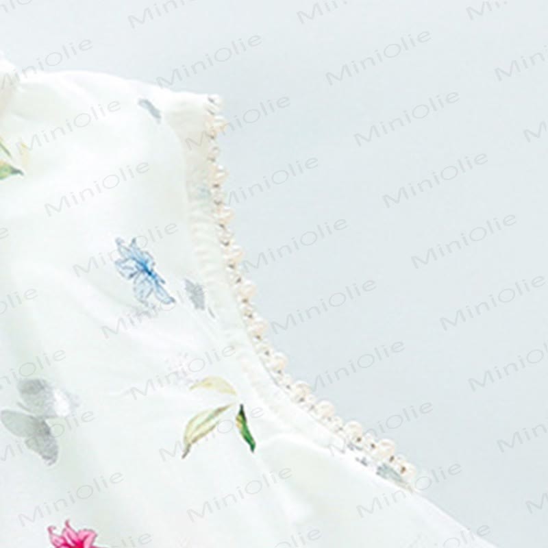 Ärmelloses Kleid für Kleinkind-Mädchen mit Perlenbesatz, Blumen und Schleife, ärmellos - image 7