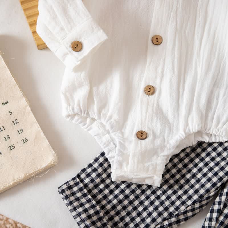 Baby Jungen Gentleman Plaid Bodysuit Overalls 2-teiliges Set - image 10