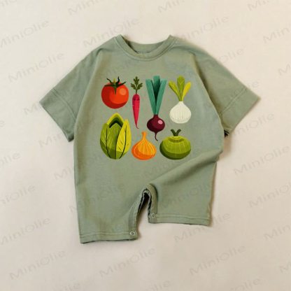 Baby Strampler mit grünem Gemüse-Print - Grün - 18-24M - image 1