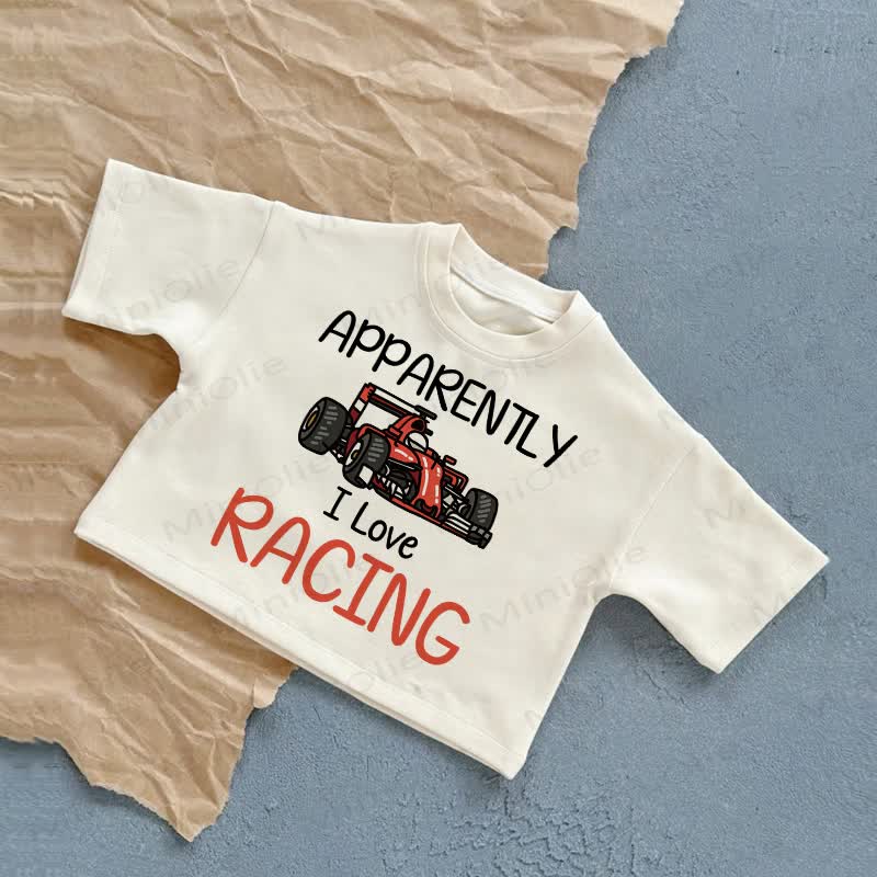APPARENTLY I LOVE RACING Baby Weißes Sommer Freizeit-T-Shirt - Weiß - 2-3J - image 1