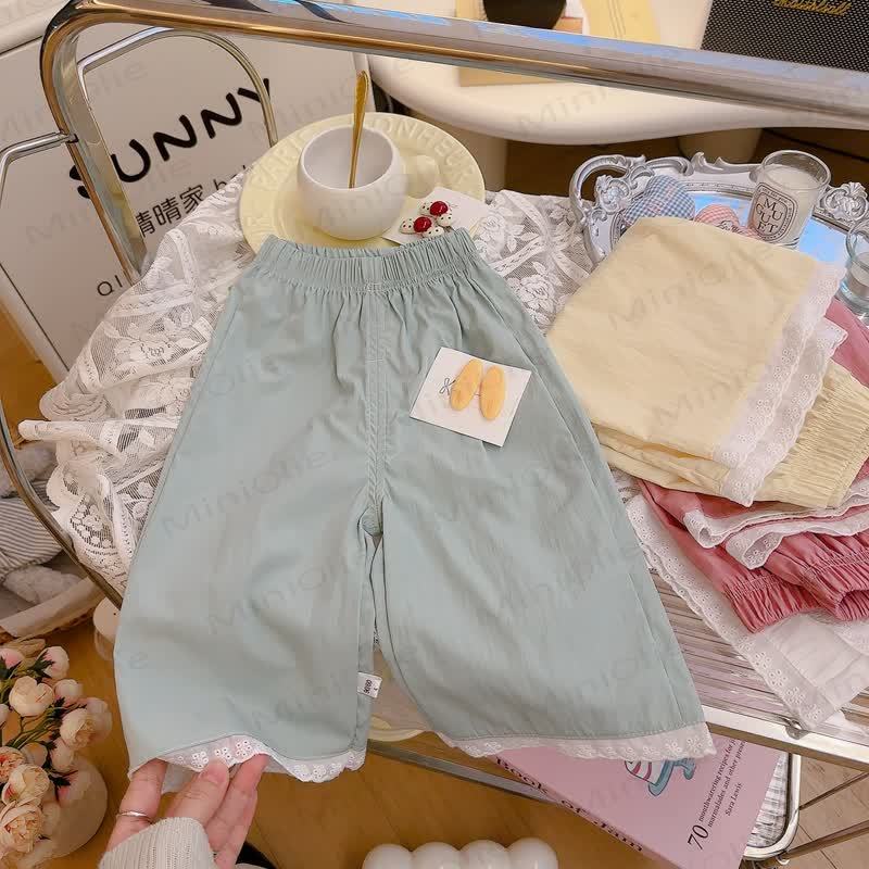 Kleinkind Mädchen Lace Lässige Basic Hose - Grün - 12-13J - image 8