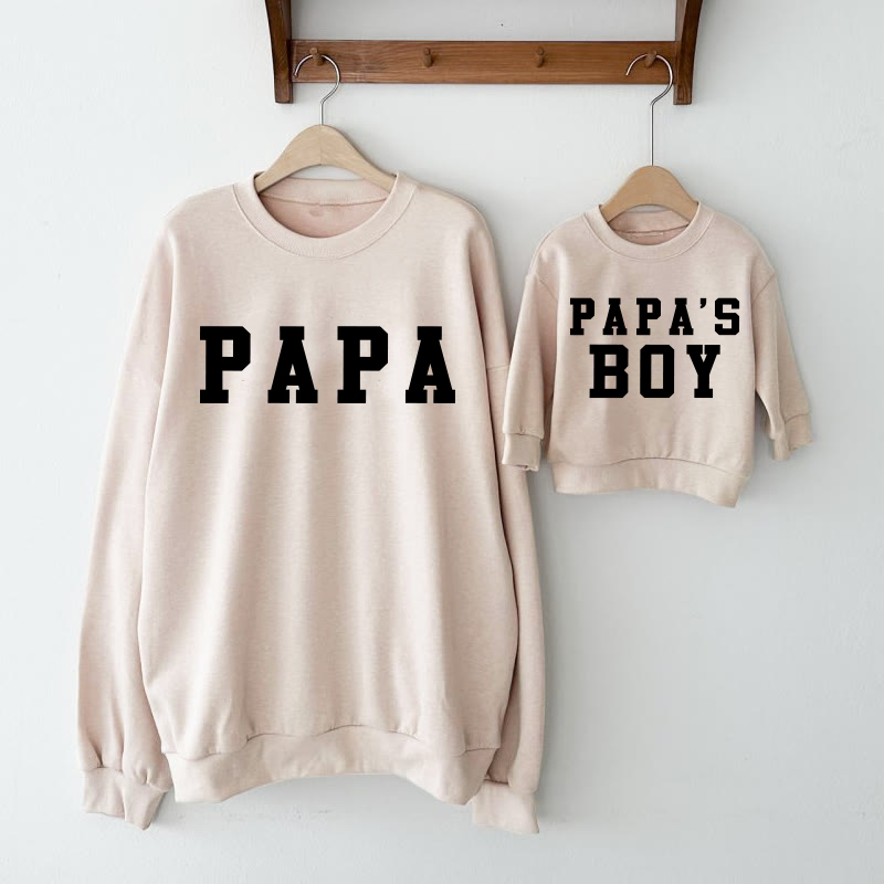 PAPA/PAPA'S BOY Beige Familien Sweatshirt - Beige - Sweatshirt für Erwachsene: XL - image 1
