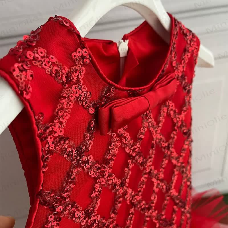 Ärmelloses Kleid mit Schleife und Pailletten für Baby und Kleinkind - image 3