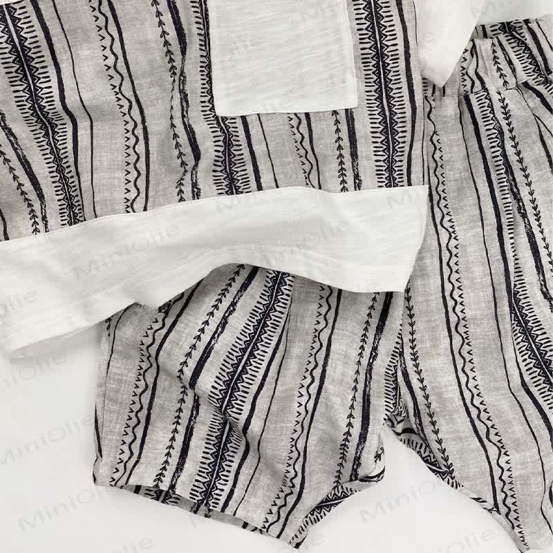 Streifen Baumwoll- T-Stück oder Shorts für Kleinkind - image 6