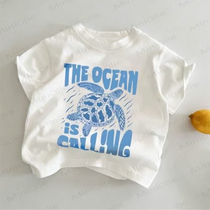 THE OCEAN IS CALLING Kleinkind -T-Shirt mit weißem Meer -Print - Weiß - 6-7J - image 1