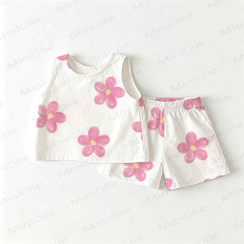 2-teiliges Set aus weißem Spitze und Shorts mit Blume für Baby und Kleinkind - Weiß - 3-4J - image 1