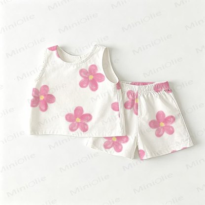 2-teiliges Set aus weißem Spitze und Shorts mit Blume für Baby und Kleinkind - Weiß - 3-4J - image 1