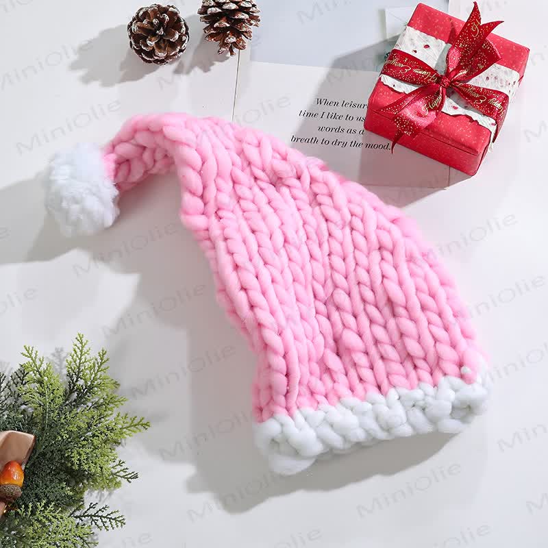 Schöne gestrickte Weihnachtsmütze für Babys - Rosa - Erwachsene - image 7