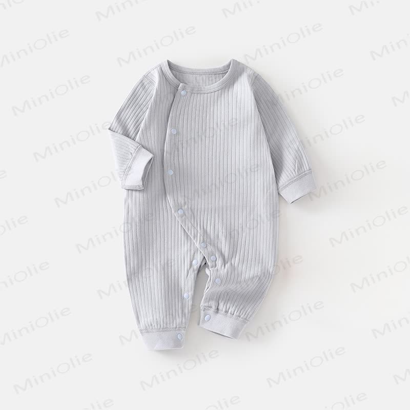 Baby Einfarbig Pyjama aus Gerippt Material, Strampler - Blau - 18-24M - image 6