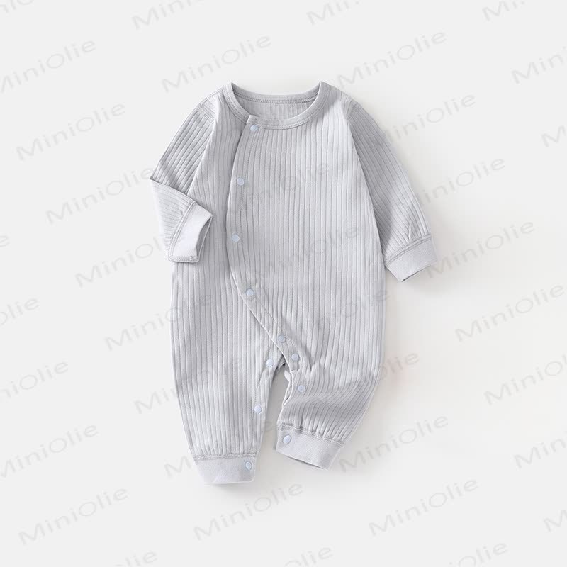 Baby Einfarbig Pyjama aus Gerippt Material, Strampler - Blau - 18-24M - image 6