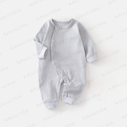 Baby Einfarbig Pyjama aus Gerippt Material, Strampler - Blau - 18-24M - image 6