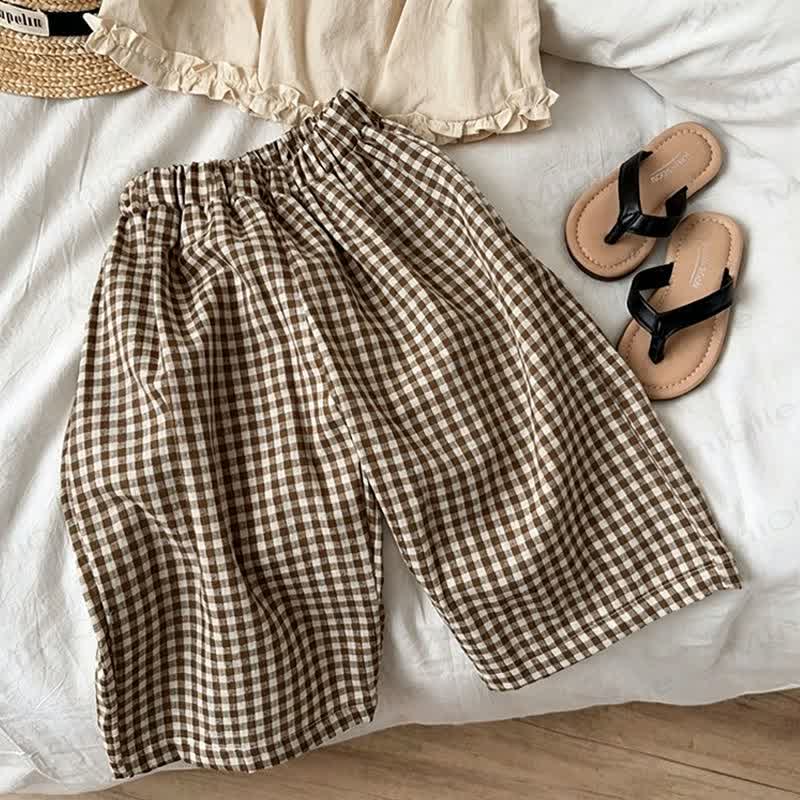 Set aus Baumwoll-Rüschen Tanktop und Plaid Hose für Kleinkind und Kinder-Mädchen - image 4