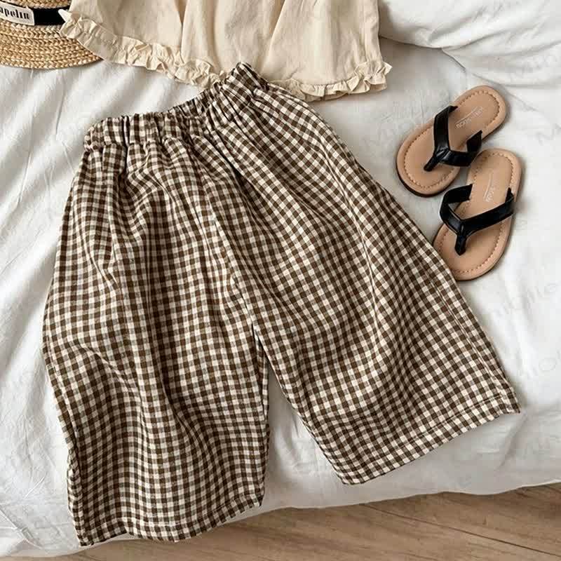 Set aus Baumwoll-Rüschen Tanktop und Plaid Hose für Kleinkind und Kinder-Mädchen - image 4