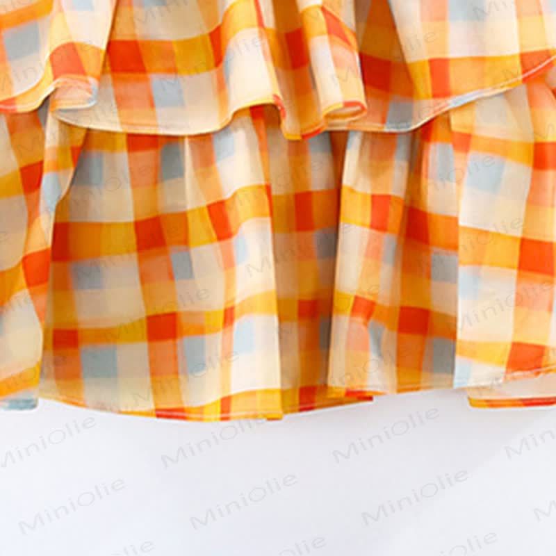 Kleinkind-Mädchen Kleid für Kleinkinder, orange-weiß Gingham - image 6