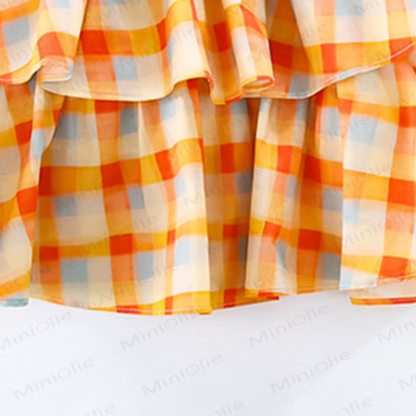 Kleinkind-Mädchen Kleid für Kleinkinder, orange-weiß Gingham - image 6