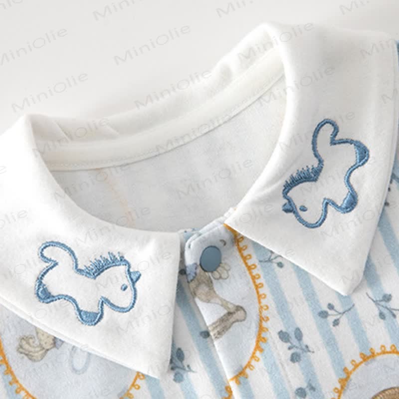 Baby Strampler mit Pferde-Cartoon-Streifen - image 3