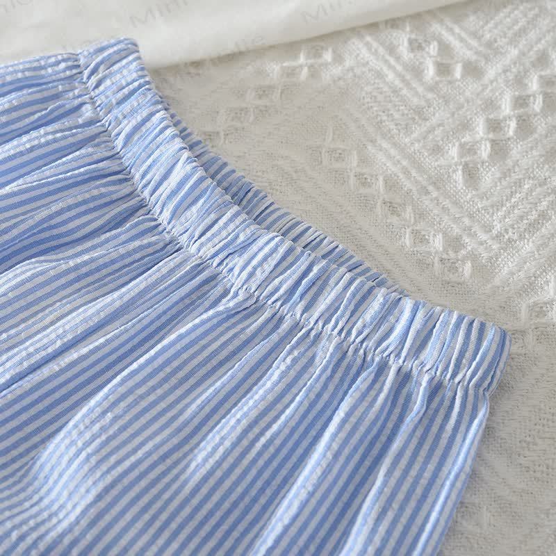 Kleinkind Mädchen Blau Spitze und Streifen Hose Set - image 4