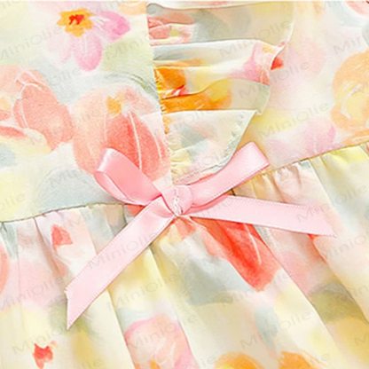 Ärmelloses Kleid aus Blumen mit Schleife und Schleife für Kleinkind-Mädchen - image 6