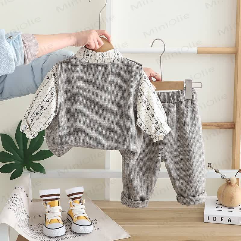 3-teiliges Set für Kleinkind : Weste mit Blume , Krawatte, Schulterknöpfen und Knopfleiste - image 3