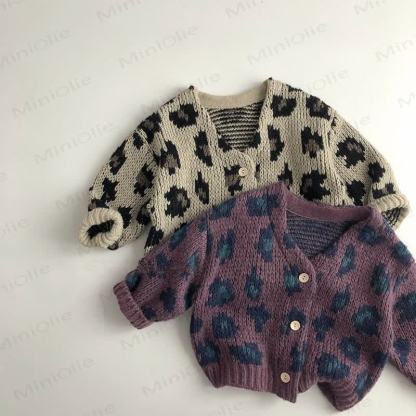 Strickjacke mit Leopardenmuster für Kleinkinder - image 1