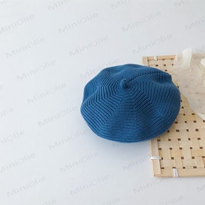 Einfarbige süße gestrickte Baskenmütze für Babys - Blau - 6M-4T - image 5