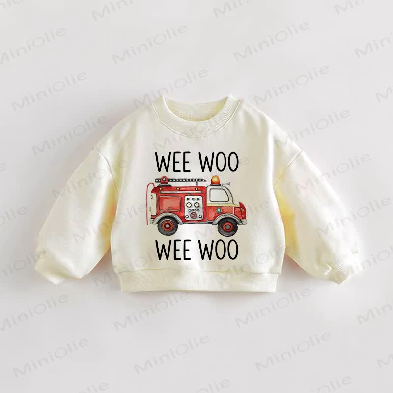 WEE WOO Baby Kleinkind Feuerwehr-Print Creme Sweatshirt - Creme - 3-5J - image 1