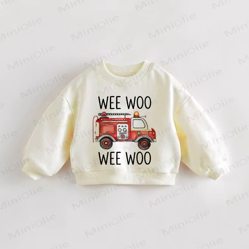 WEE WOO Baby Kleinkind Feuerwehr-Print Creme Sweatshirt - Creme - 3-5J - image 1