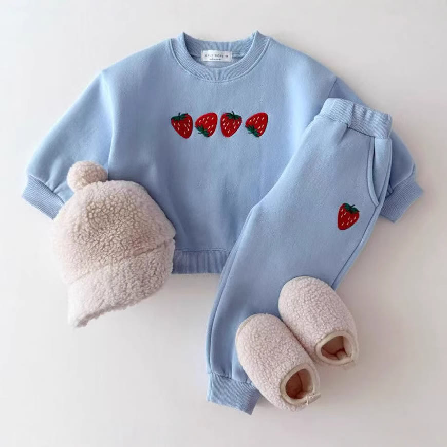 2-teiliges Sweatshirt Set mit Gestickt für Baby und Kleinkind  - Blau - 5-7J - image 3