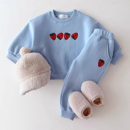 2-teiliges Sweatshirt Set mit Gestickt für Baby und Kleinkind  - Blau - 5-7J - image 3