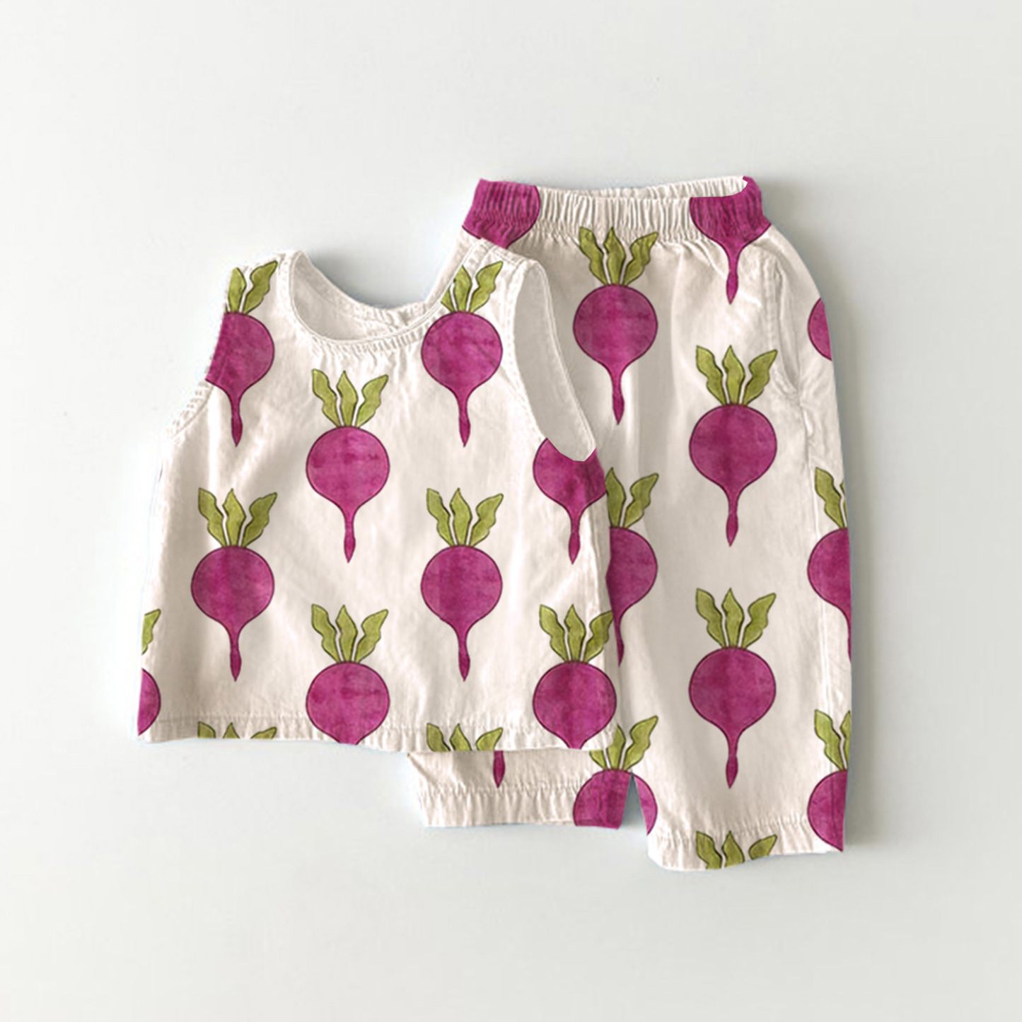 Ärmelloses 2-teiliges Set mit Rote-Bete-Print für Baby und Kleinkind - Weiß - 3-4J - image 1