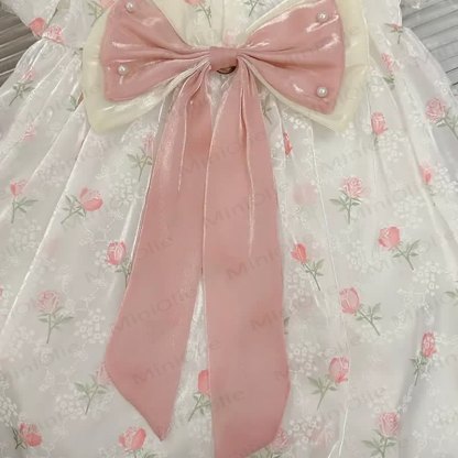 Kleid für Kind, Mädchen, mit Blume und Schleifen - image 3