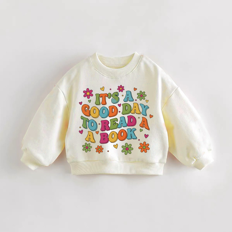 IT'S A GOOD DAY TO READ A BOOK – Baby Kleinkind Sweatshirt - Creme - 3-5J - image 1