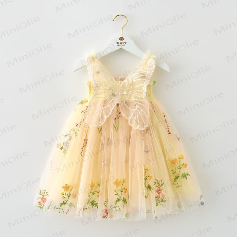 Kleid aus Netzstoff für Baby und Kleinkind , Schmetterling und Blume - Gelb - 8Y - image 5