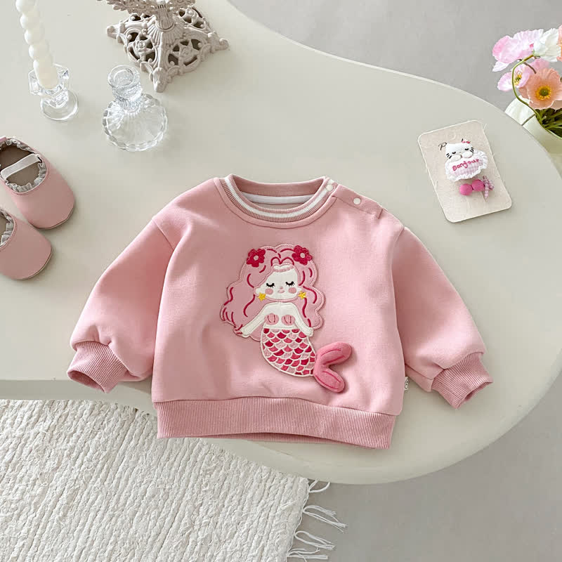 Baby Mädchen Meerjungfrauen- Blume Gesteppt - Sweatshirt in Rosa / Gestreifte Gamaschen - Rosa Sweatshirt - 5-7J - image 2