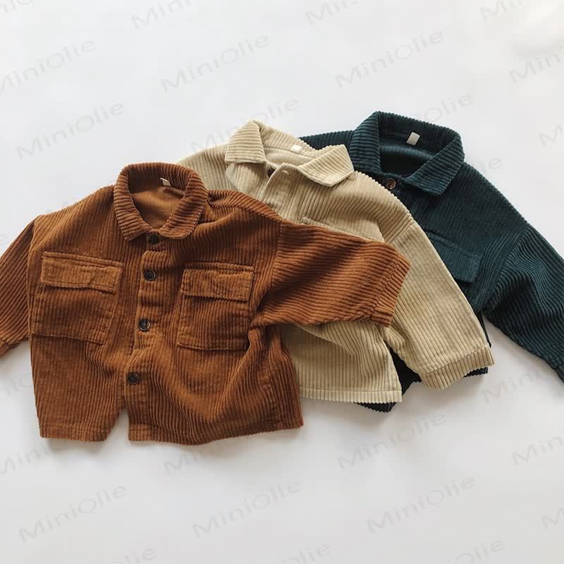Baby Jacke aus einfarbigem Cord mit Knöpfen - image 6